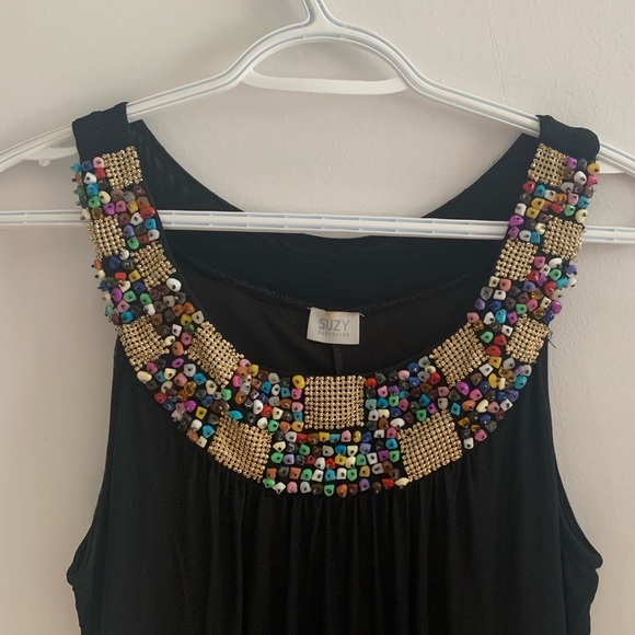 BLACK DRESS WITH BEADING - Picture 3 of 4